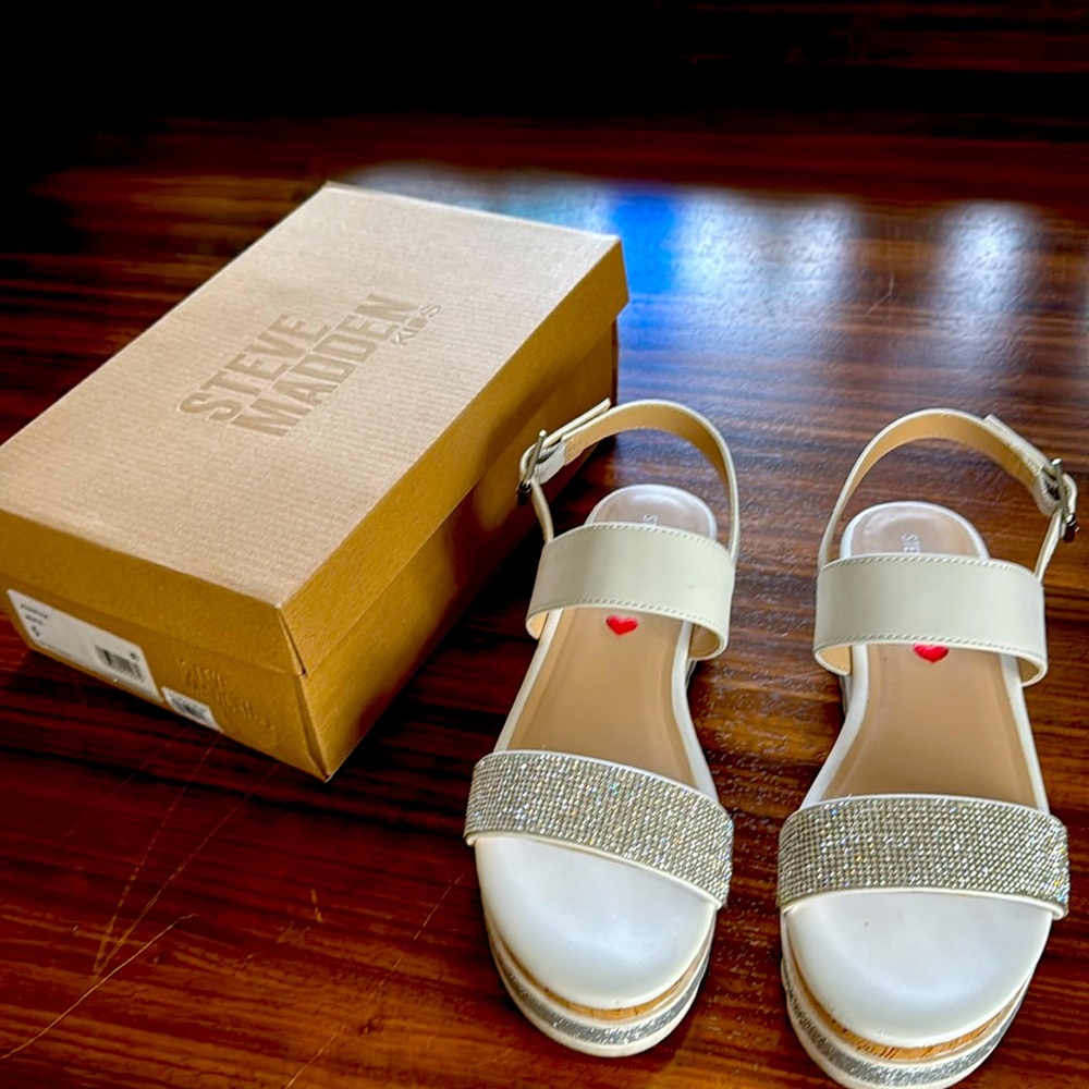 Steve Madden silver and white rhinestone sandals